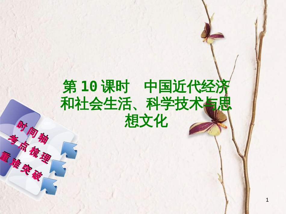 福建省中考历史复习 第一部分 教材梳理篇 第2单元 中国近代史 第10课时 中国近代经济和社会生活、科学技术与思想文化课件_第1页