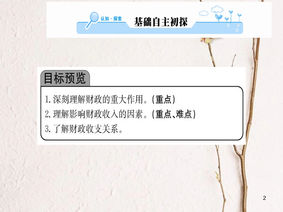 高中政治 第三单元  收入与分配 第八课 财政与税收 第一框 国家账政课件 新人教版必修1_第2页