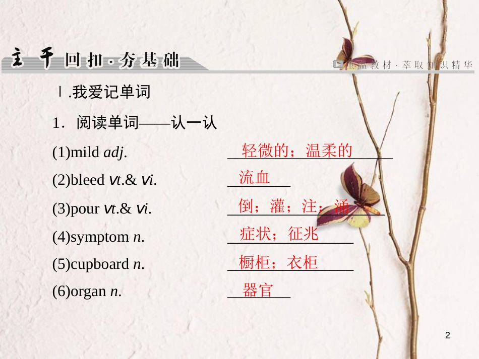 高考英语大一轮复习 第1部分 模块复习方略 Unit 5 First aid课件  新人教版必修5_第2页