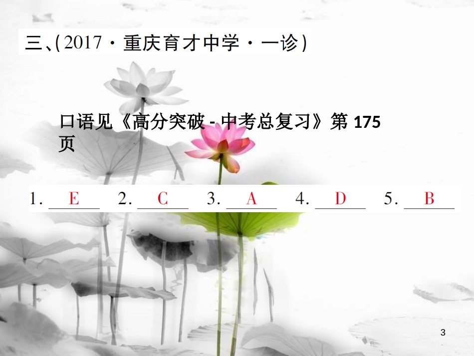 届中考英语复习 第三轮 专题集训 专题四 口语应用课件_第3页