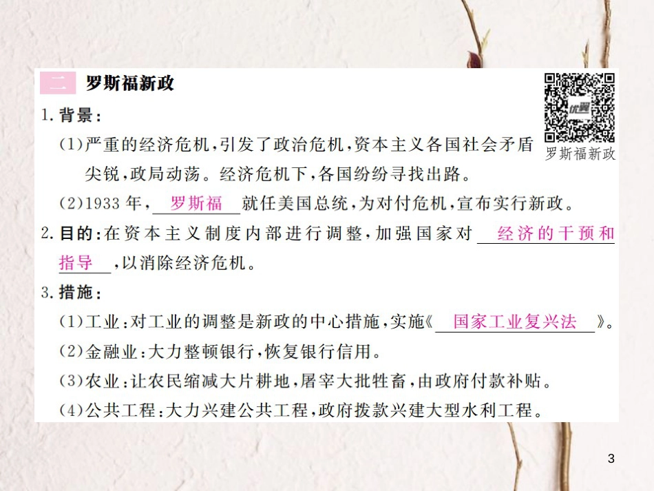 （全国版）九年级历史下册 第二单元 凡尔赛—华盛顿体系下的世界 4 经济大危机练习课件 新人教版_第3页