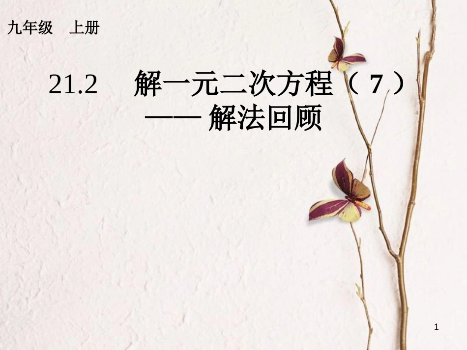 内蒙古鄂尔多斯市康巴什新区九年级数学上册 第21章 一元二次方程 21.2 解一元二次方程（7）—解法回顾课件2 （新版）新人教版_第1页