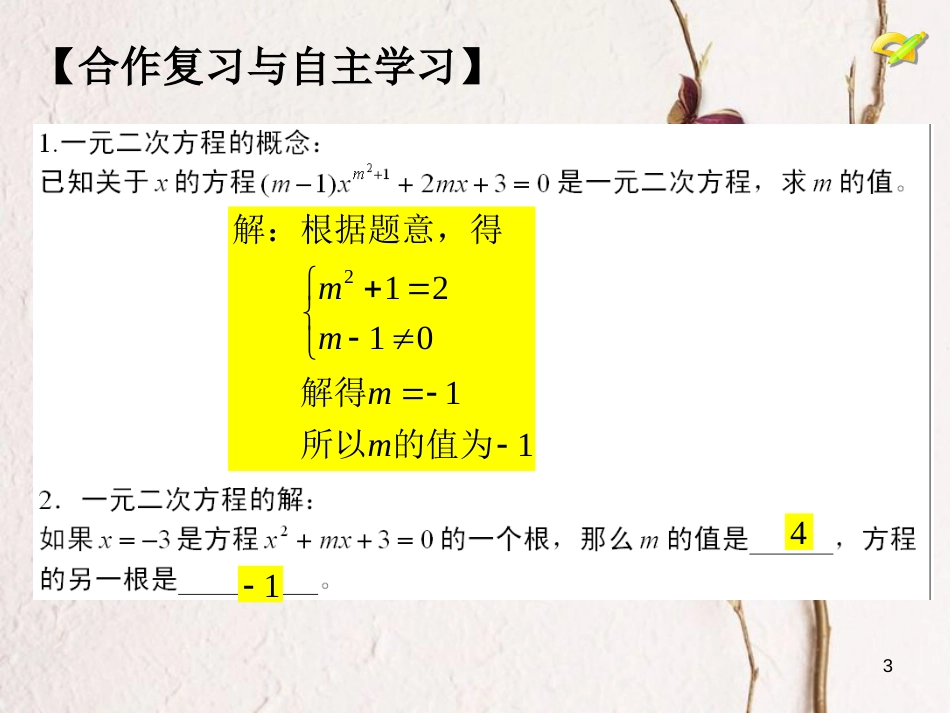 内蒙古鄂尔多斯市康巴什新区九年级数学上册 第21章 一元二次方程 21.2 解一元二次方程（7）—解法回顾课件2 （新版）新人教版_第3页