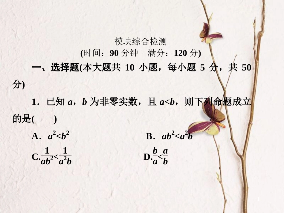高中数学 模块综合检测创新应用课件 新人教A版选修4-5_第1页