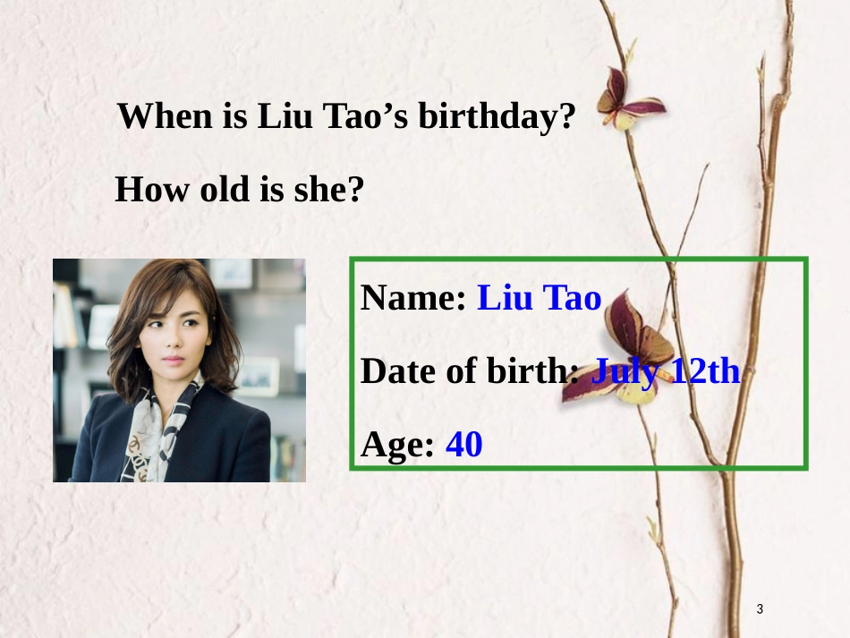 七年级英语上册 Unit 8 When is your birthday Section A（3a-3c）教学课件 （新版）人教新目标版_第3页