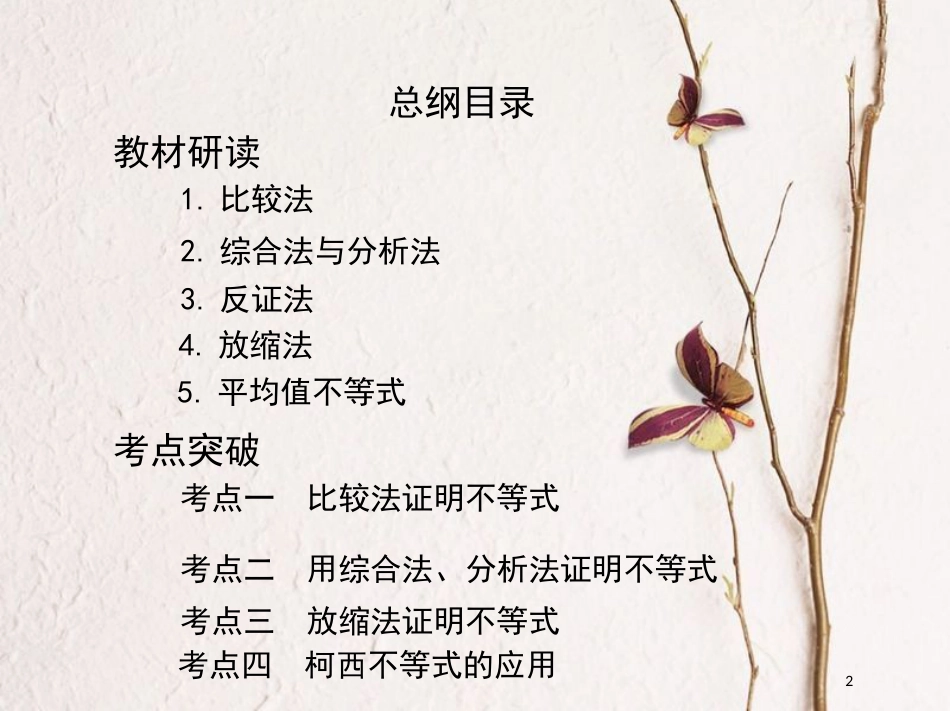 2019届高考数学一轮复习 不等式选讲 第二节 不等式的证明课件 文_第2页