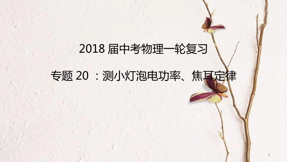 中考物理一轮复习 专题突破20 测小灯泡电功率、焦耳定律课件 新人教版_第1页