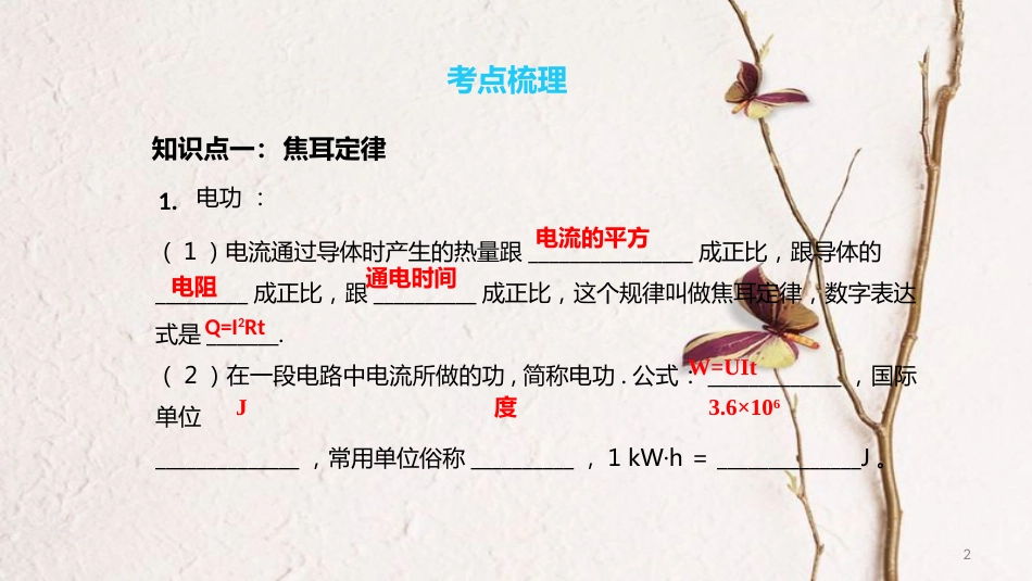 中考物理一轮复习 专题突破20 测小灯泡电功率、焦耳定律课件 新人教版_第2页