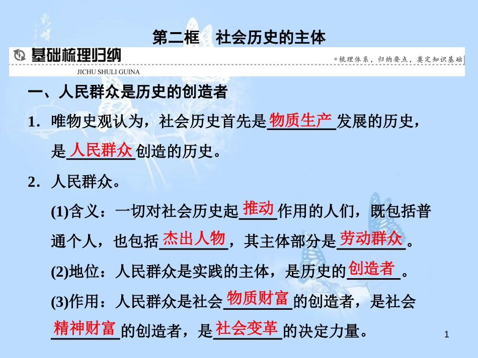 高中政治 第十一课 寻觅社会的真谛 第二框 社会历史的主体课件 新人教版必修4_第1页