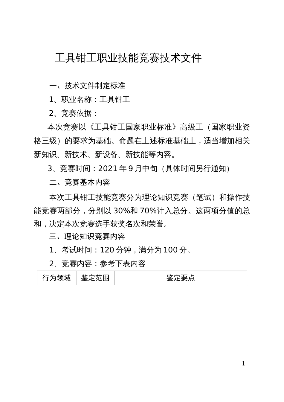 工具钳工职业技能竞赛技术文件_第1页