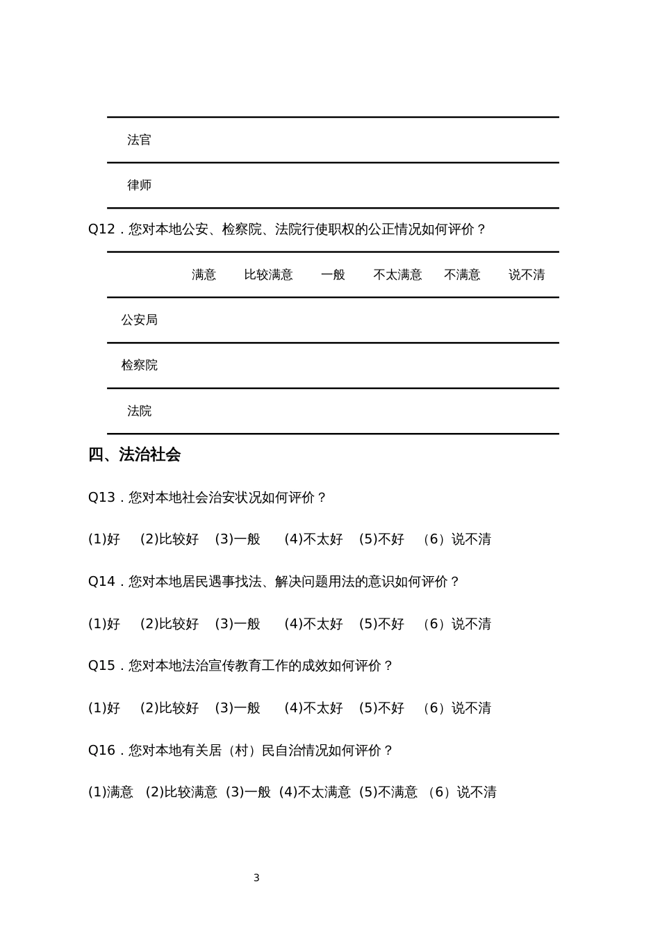 法治建设群众满意度调查问卷（代表委员卷）_第3页