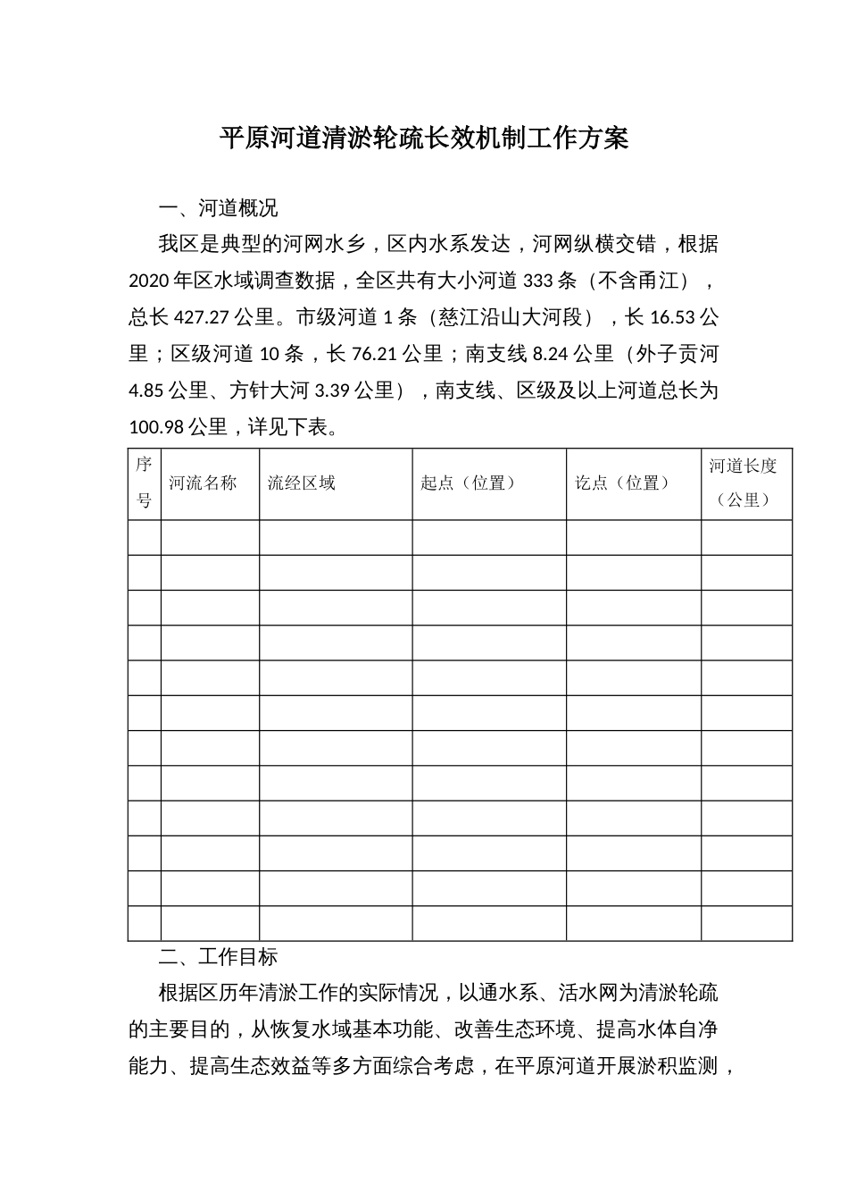 平原河道清淤轮疏长效机制工作方案_第1页