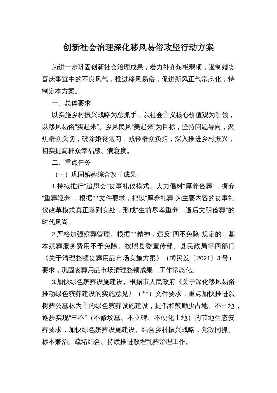 创新社会治理深化移风易俗攻坚行动方案_第1页