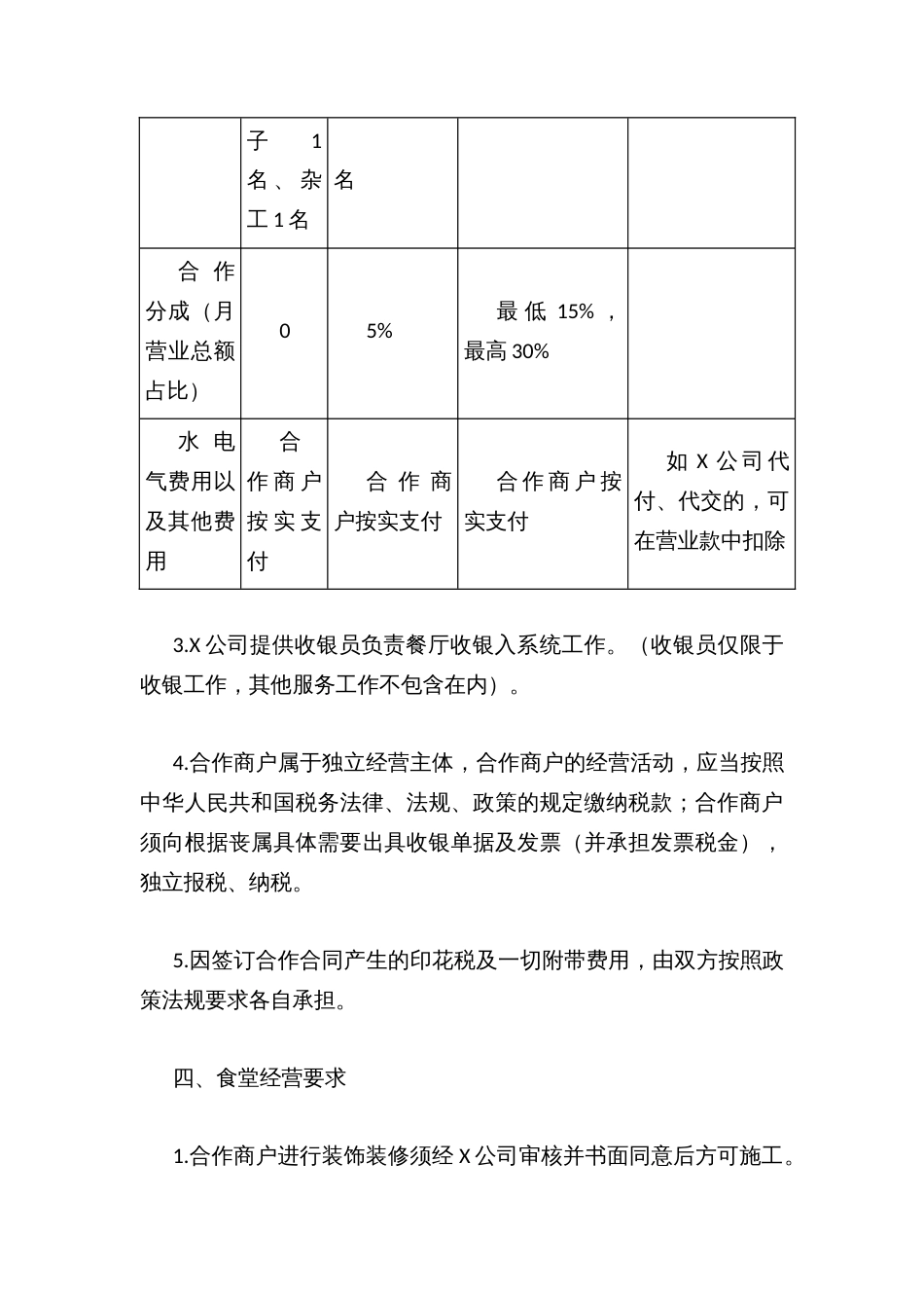 X有限公司食堂招募合作竞争性比选方案_第3页