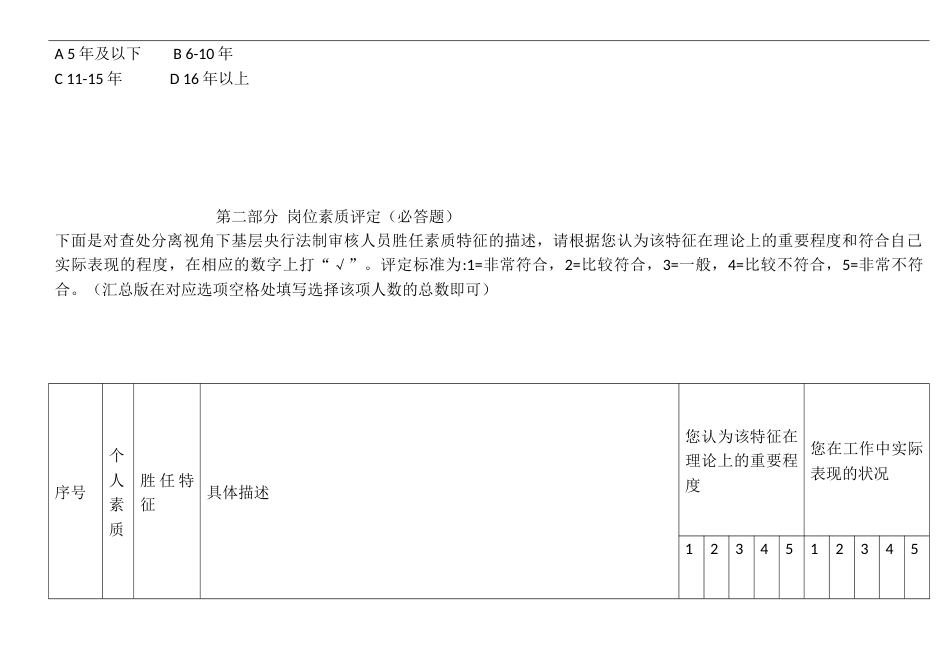 查处分离视角下法制审核人员胜任素质特征研究调查问卷_第2页