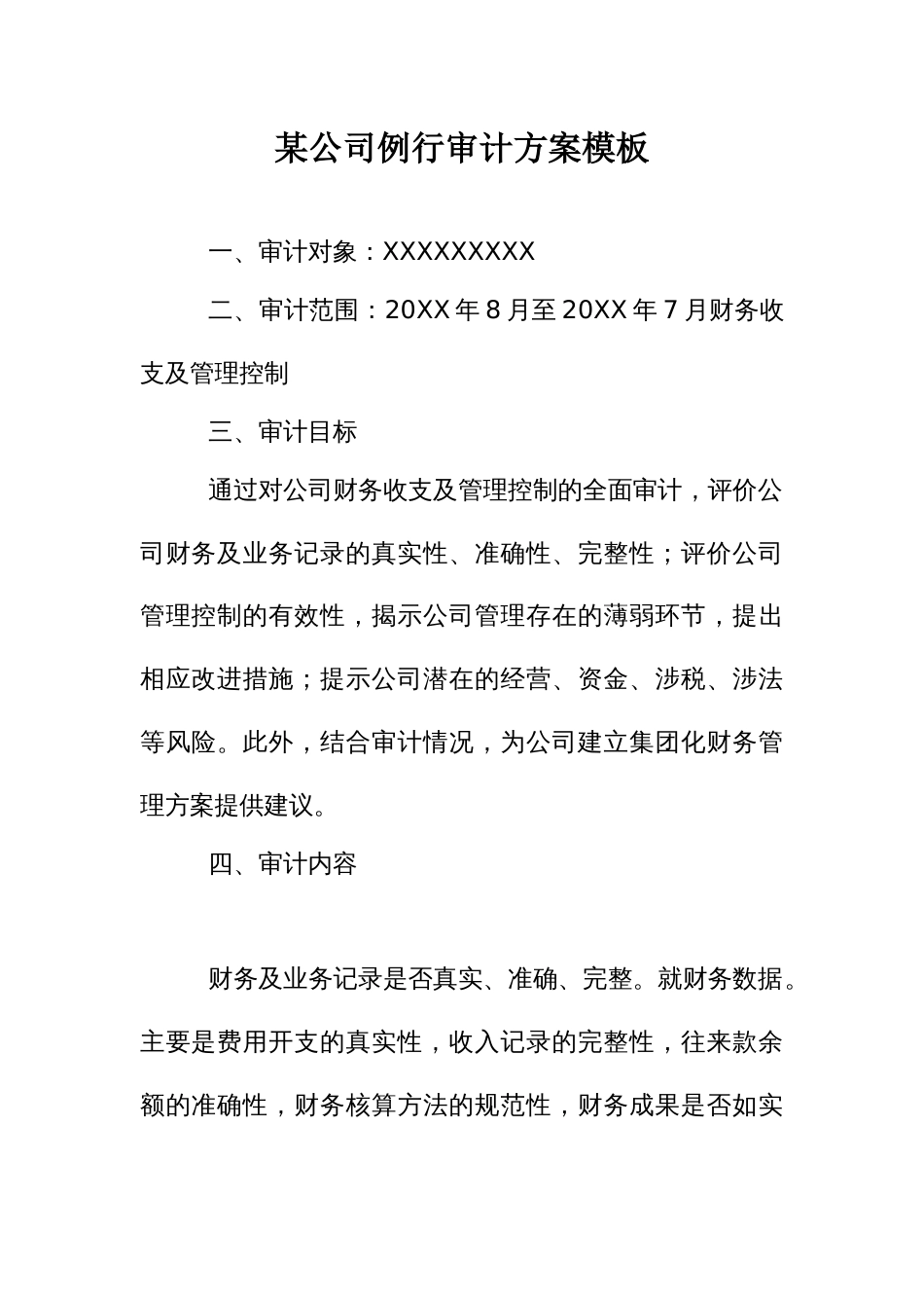某公司例行审计方案模板_第1页