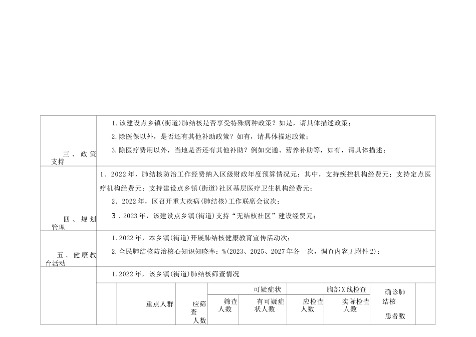 “无结核社区”建设点乡镇(街道)基线调查汇总表_第3页