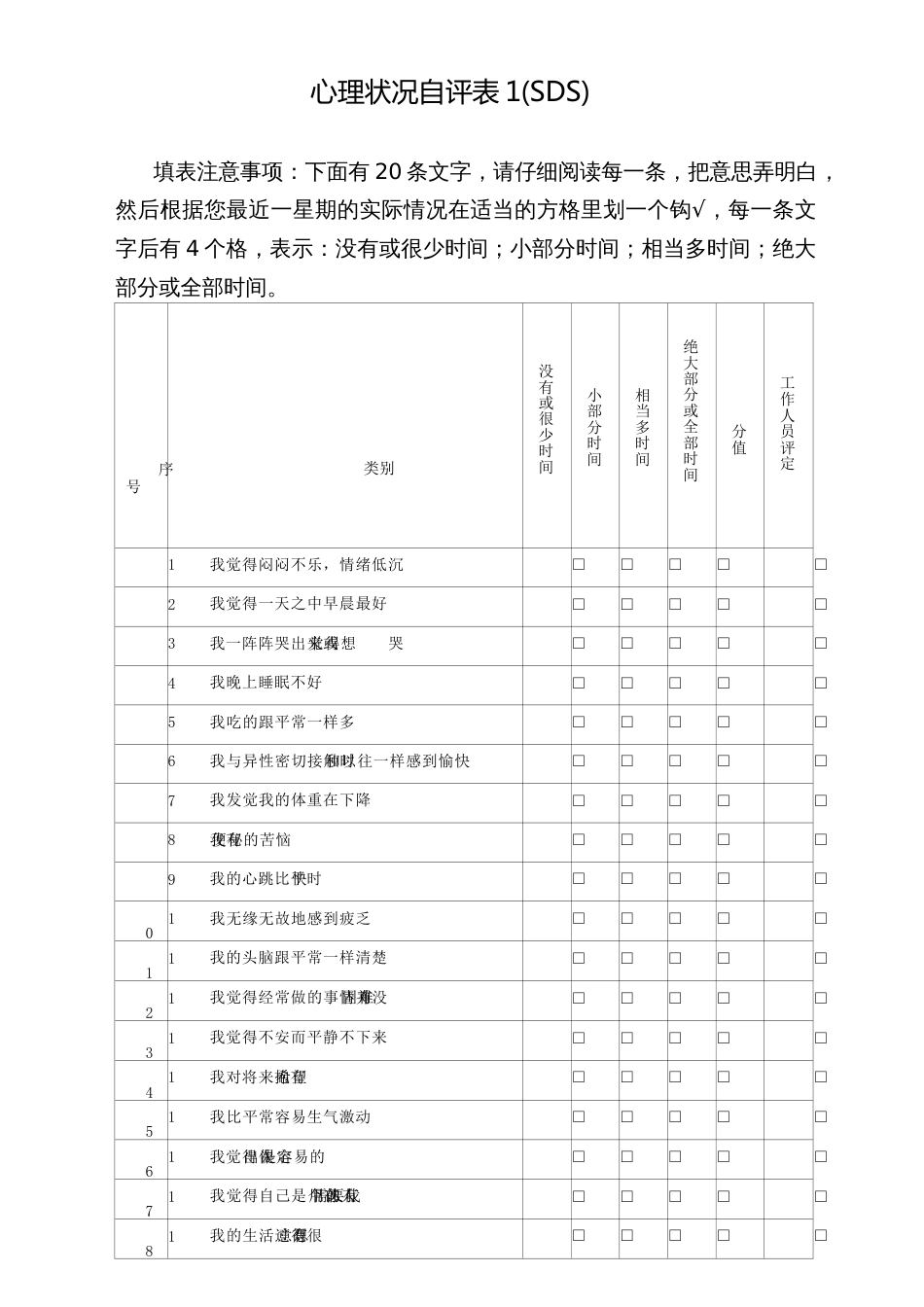 肺结核患者心理状况自评量表_第2页