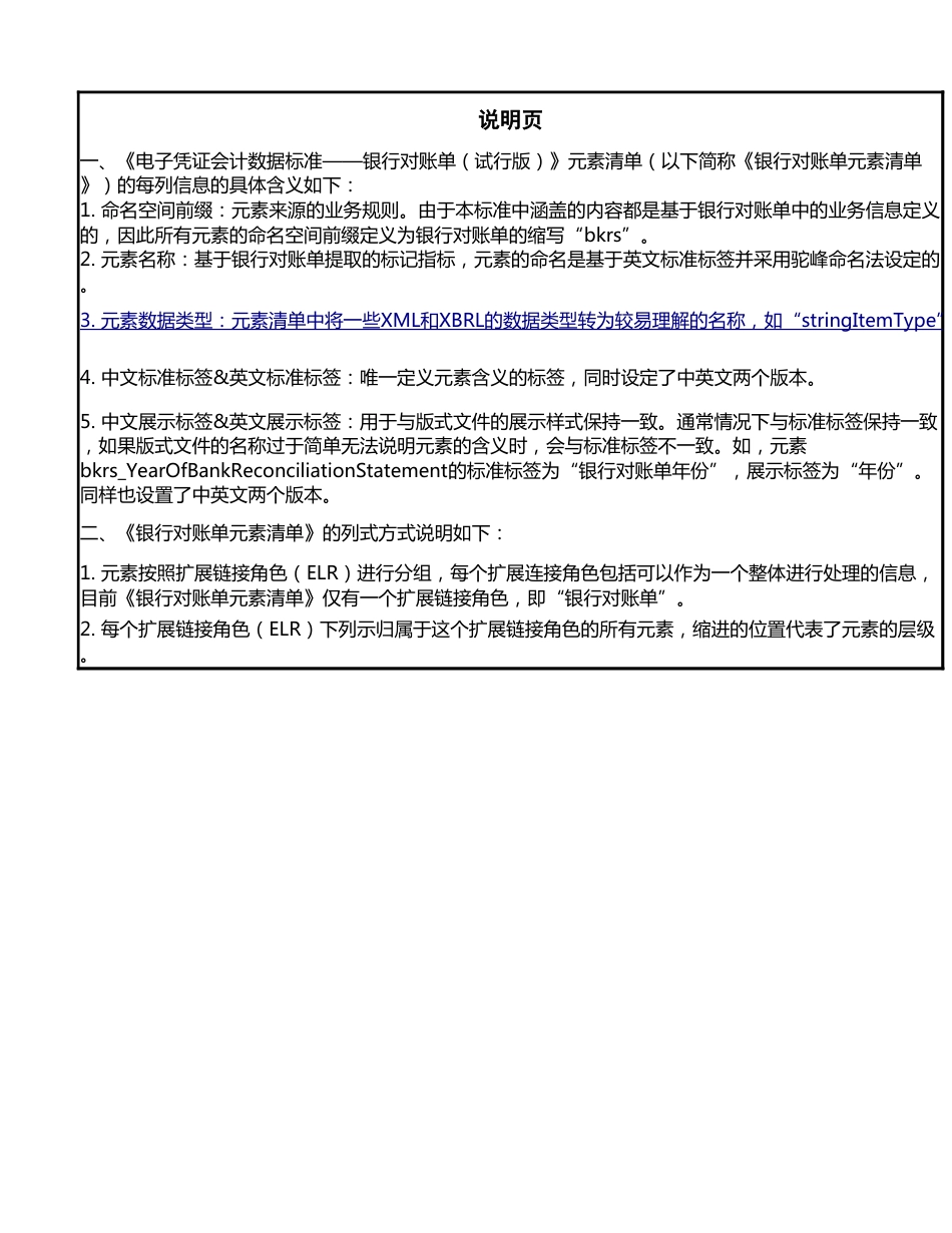 《电子凭证会计数据标准——银行电子对账单（试行版）》元素清单_第1页