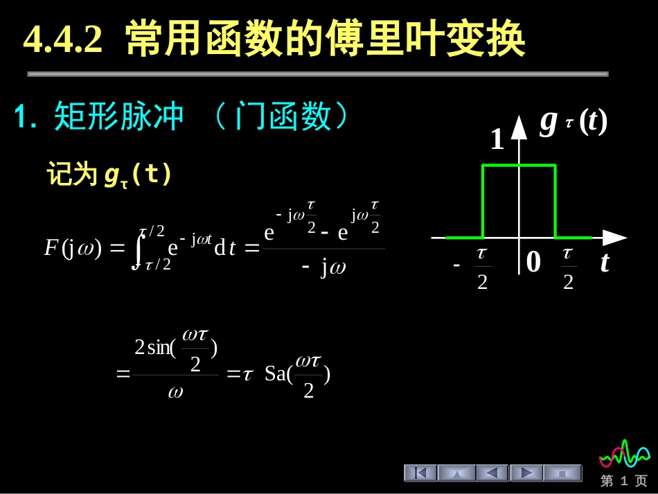 (80)--4.4.2 非周期信号的频谱---常见函数的傅立叶变换_第1页