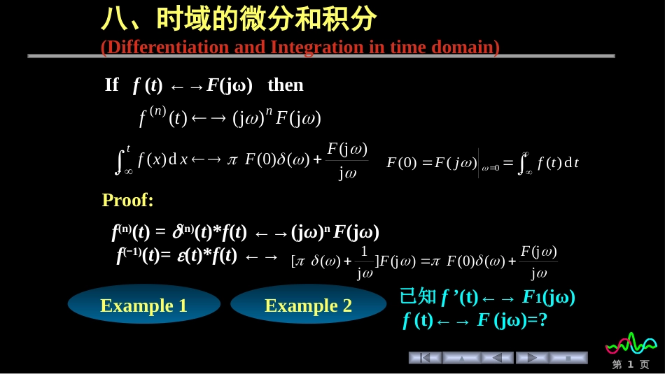 (88)--4.5.8 傅里叶变换的时域微分与积分_第1页