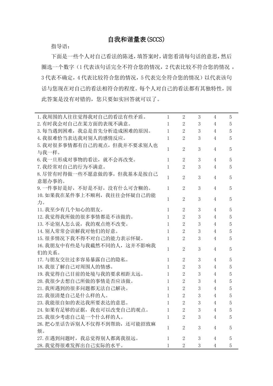 (8)--2.1 心理测试-自我和谐量表_第1页