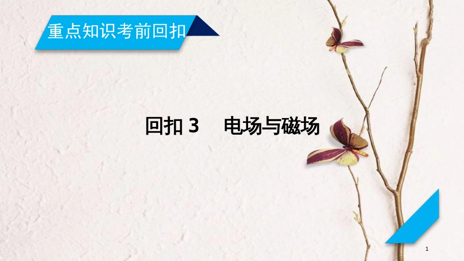年高考物理二轮复习 重点知识考前回扣3 电场与磁场课件_第1页