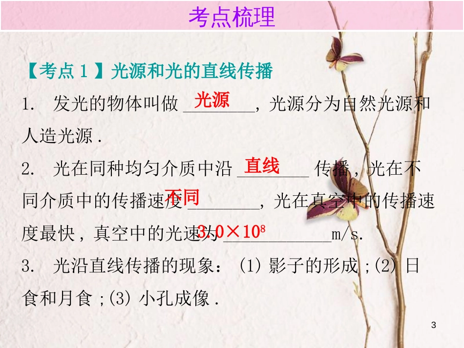 广东省中考物理总复习 第一部分 基础复习 第3课时 光现象内文部分课件_第3页