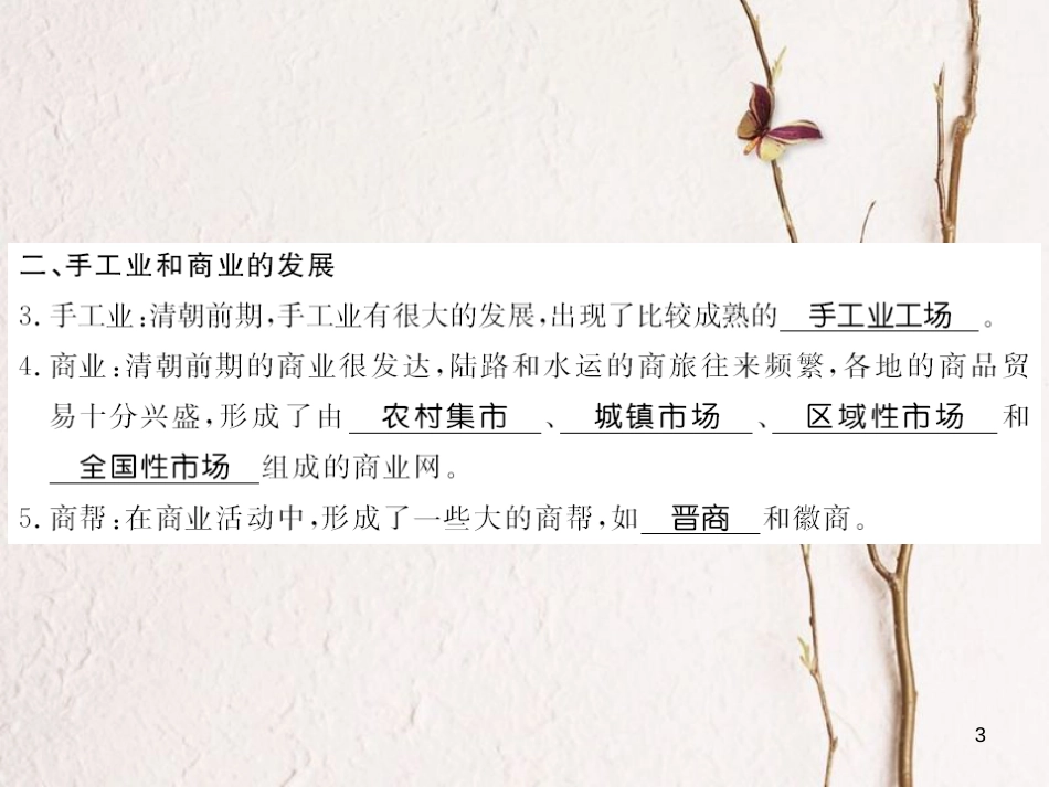 （北部湾专版）七年级历史下册 第三单元 明清时期：统一多民族国家的巩固与发展 第19课 清朝前期社会经济的发展习题课件 新人教版_第3页