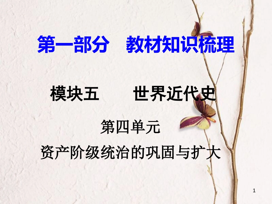湖南省中考历史总复习第一部分教材知识梳理模块五世界近代史第四单元资产阶级统治的巩固与扩大课件岳麓版_第1页