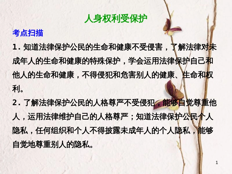 八年级道德与法治上册 第二单元 与人和谐相处 第八课《人身权利受保护》课件1 陕教版_第1页
