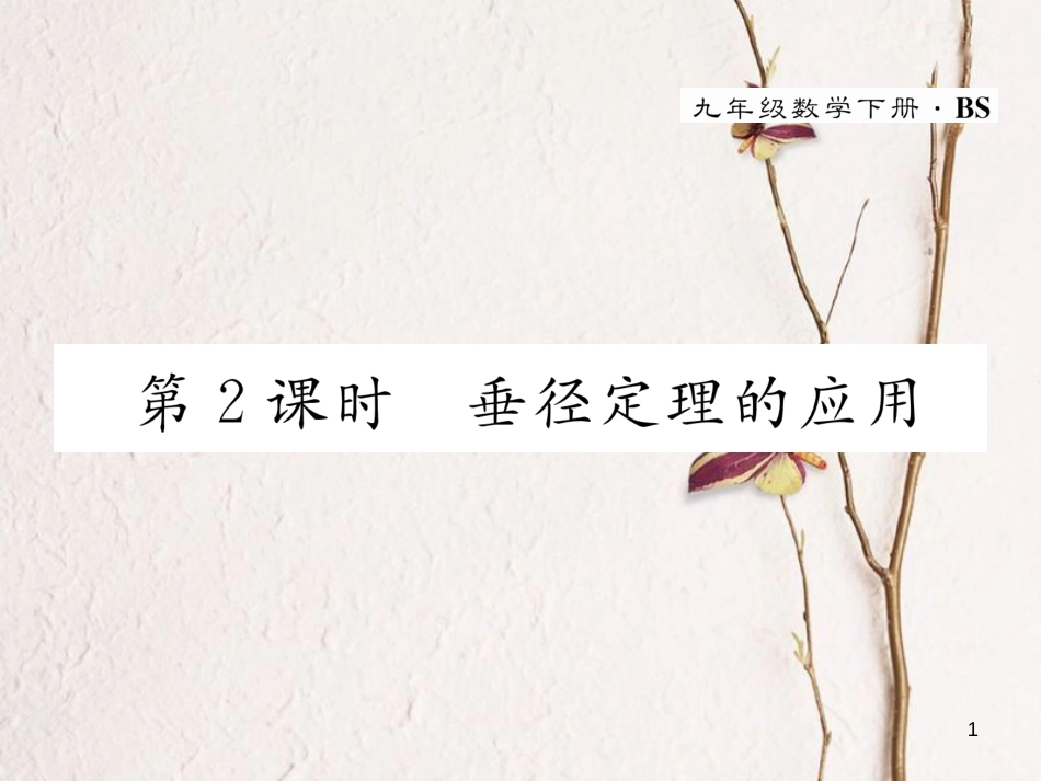 九年级数学下册 第3章 圆 3 垂径定理（第2课时）垂径定理的应用作业课件 （新版）北师大版_第1页