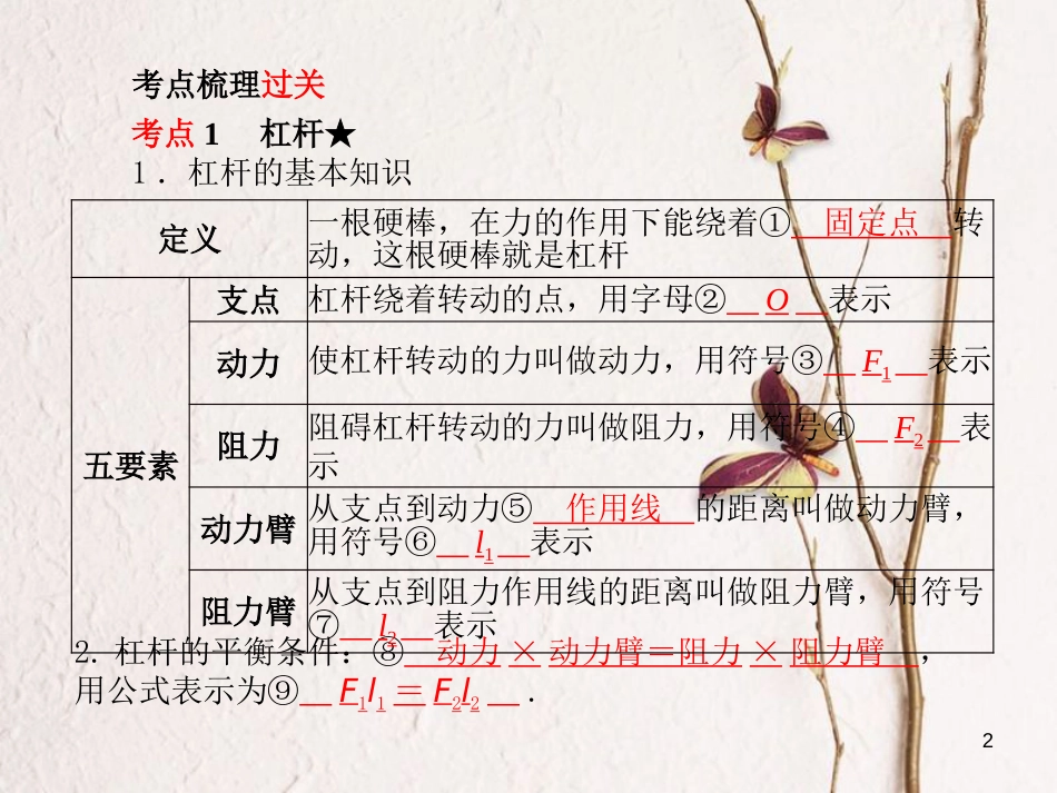 安徽省中考物理一轮复习 第十章 简单机械课件_第2页