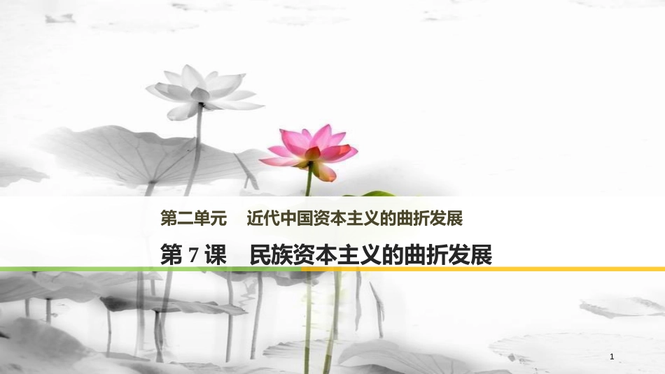 高中历史 第二单元 近代中国资本主义的曲折发展 第7课 民族资本主义的曲折发展课件 北师大版必修2_第1页