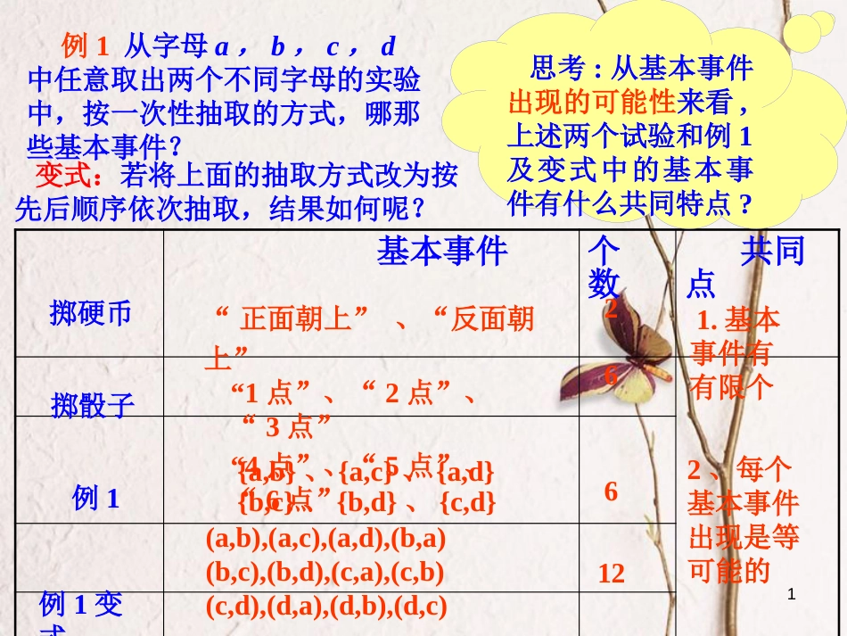 内蒙古准格尔旗高中数学 第三章 概率 3.2 古典概型例题课件 新人教B版必修3_第1页