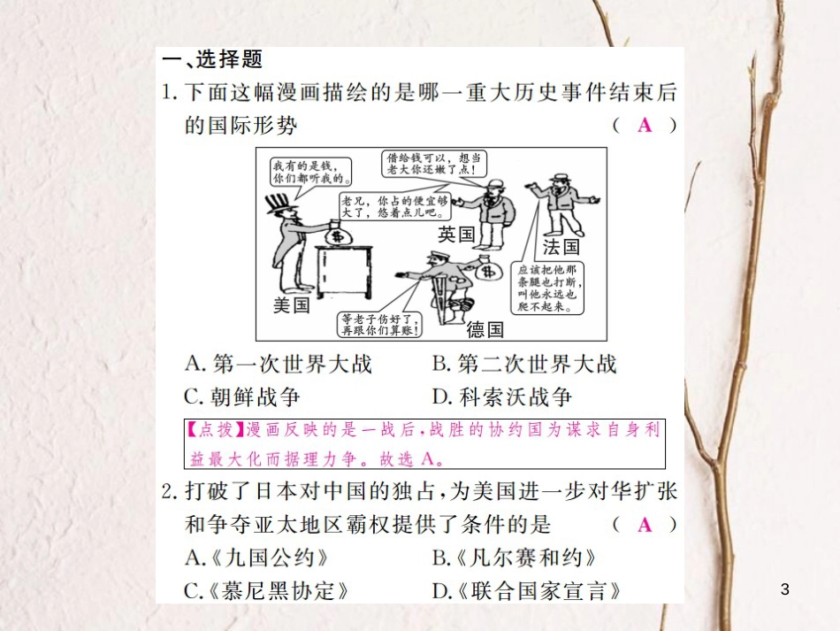 （全国版）九年级历史下册 期末专题复习 专题一 20世纪世界格局的变化练习课件 新人教版_第3页