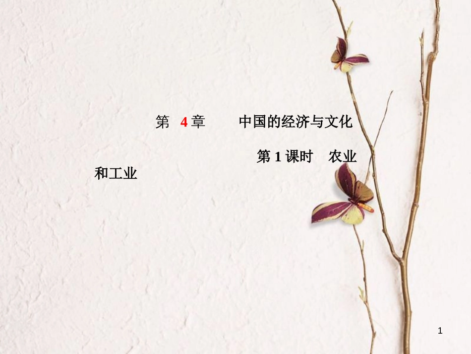 山东省德州市中考地理一轮复习 八上 第4章 中国的经济与文化 第1课时农业和工业课件_第1页