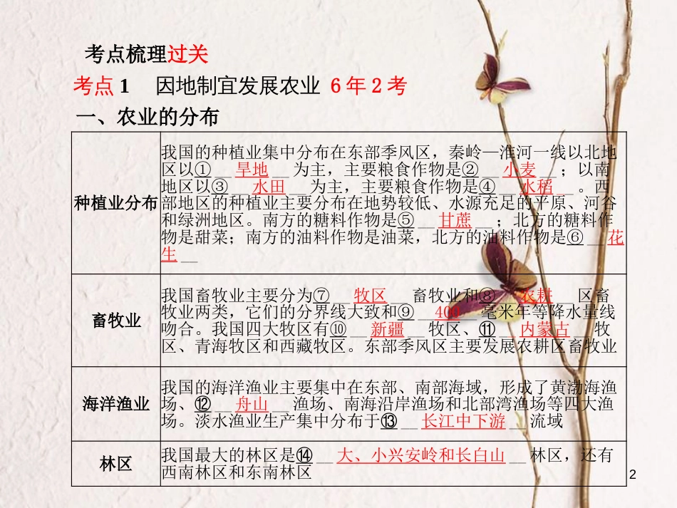 山东省德州市中考地理一轮复习 八上 第4章 中国的经济与文化 第1课时农业和工业课件_第2页