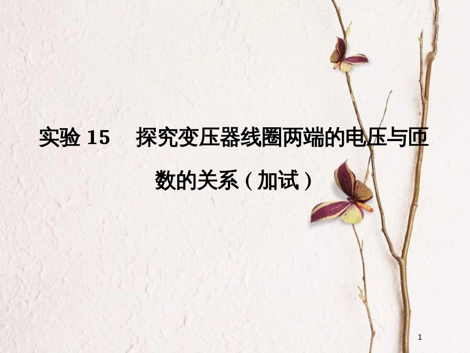 （浙江专版）2019版高考物理大一轮复习 第十章 交变电流 实验15 探究变压器线圈两端的电压与匝数的关系课件_第1页