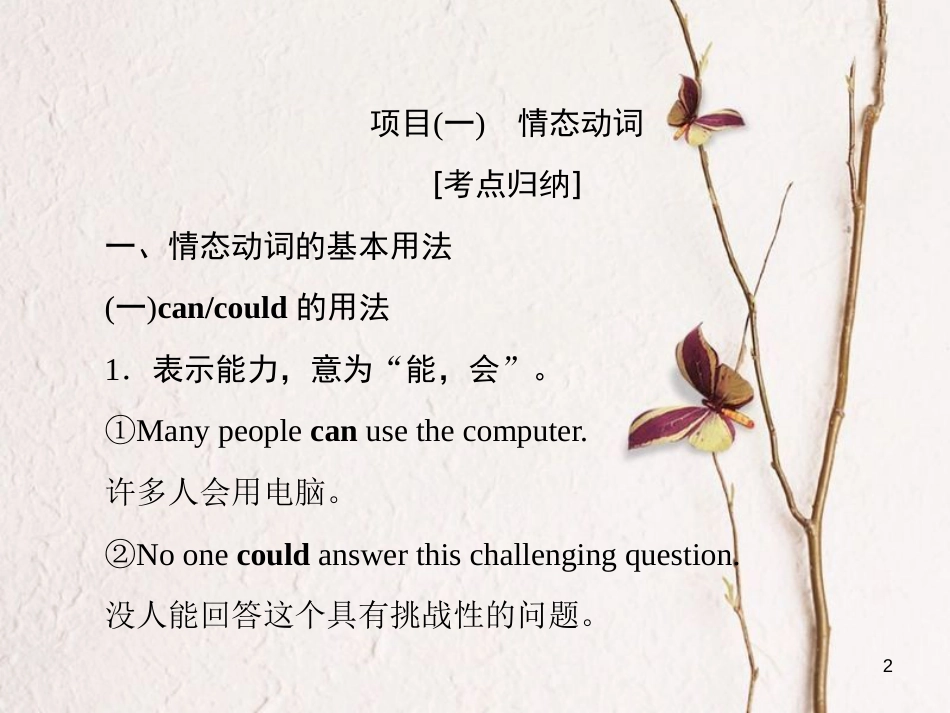 高考英语大一轮复习 第3部分 语法专项专练 专题7 情态动词和虚拟语气课件 新人教版_第2页