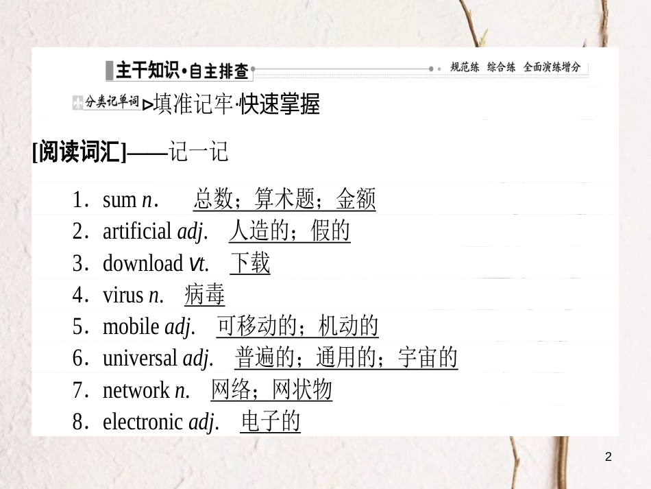 2019届高三英语一轮复习 Unit 3 Computers课件 新人教版必修2_第2页