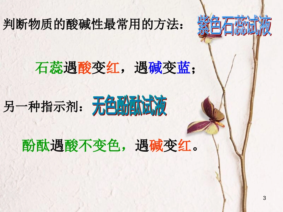 九年级科学上册 1.2 物质的酸碱性（第2课时）课件 （新版）浙教版_第3页