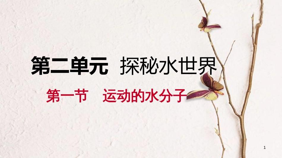 九年级化学上册 第二单元 探秘水世界 1 运动的水分子 2.1.2 天然水的人工净化课件 （新版）鲁教版_第1页
