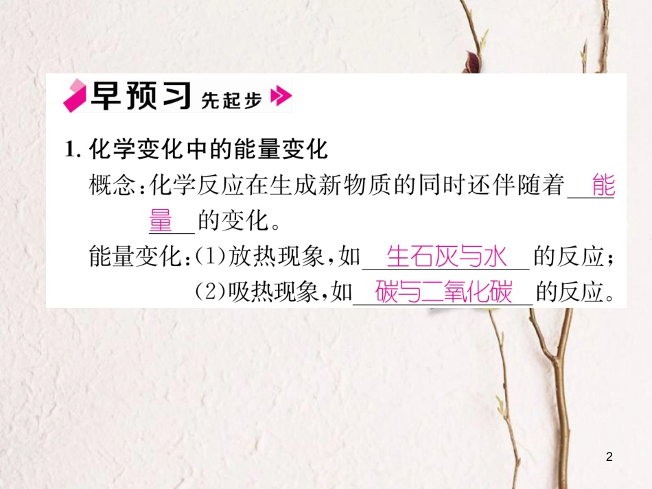 九年级化学上册 第七单元 燃料及其利用 课题2 燃料的合理利用与开发 第1课时 化学反应中的能量变化 化石燃料的利用习题课件 （新版）新人教版_第2页