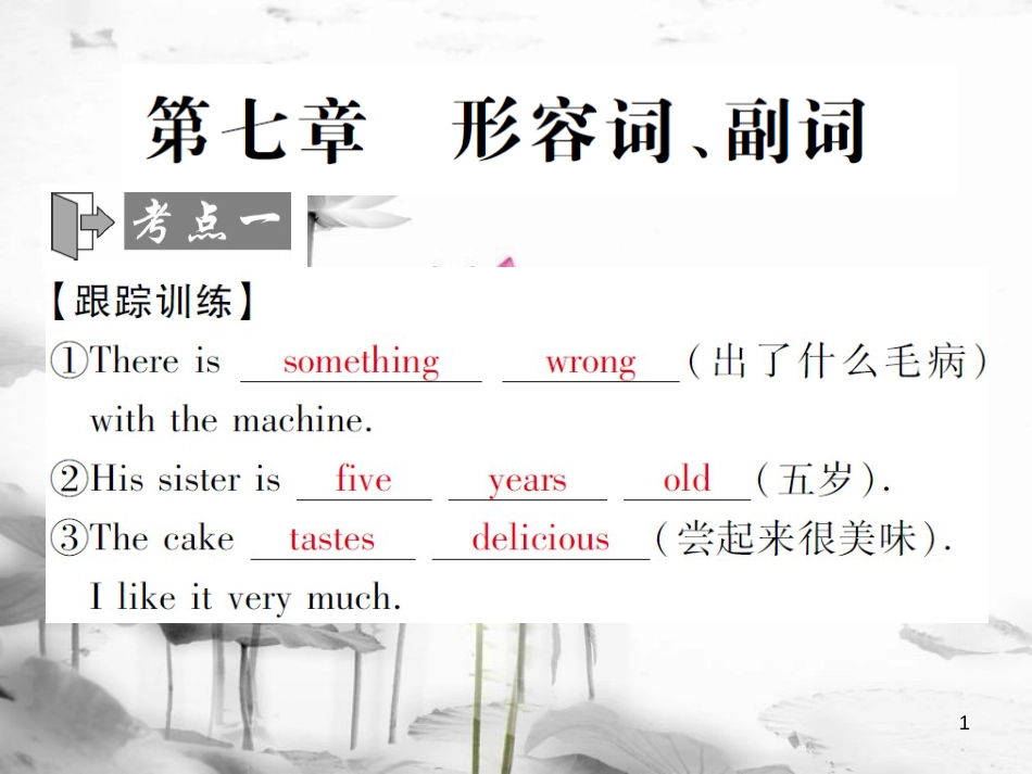 届中考英语复习 第二轮 语法突破 第七章 形容词、副词课件_第1页