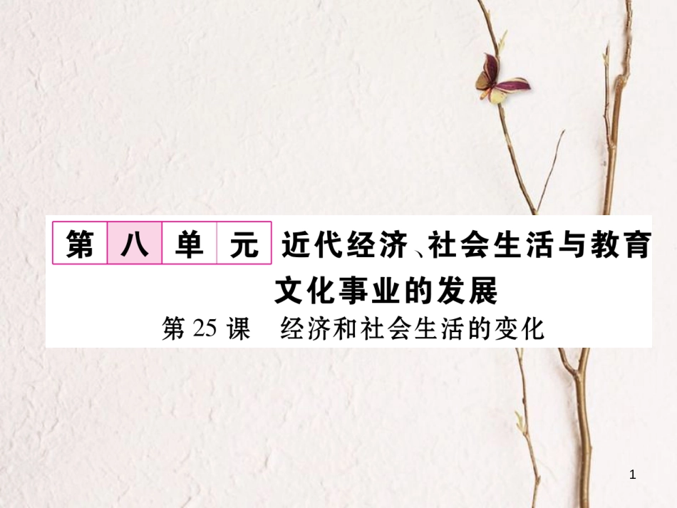 八年级历史上册 第八单元 近代经济、社会生活与教育文化事业的发展 第25课 经济和社会生活的变化作业课件 新人教版_第1页