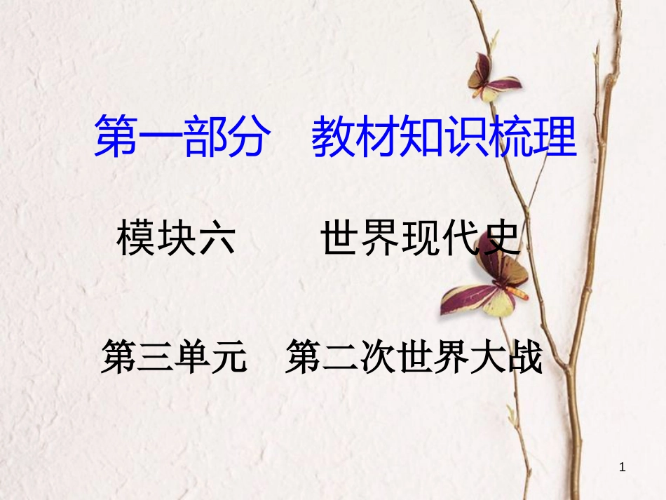 湖南省中考历史总复习第一部分教材知识梳理模块六世界现代史第三单元第二次世界大战课件岳麓版_第1页