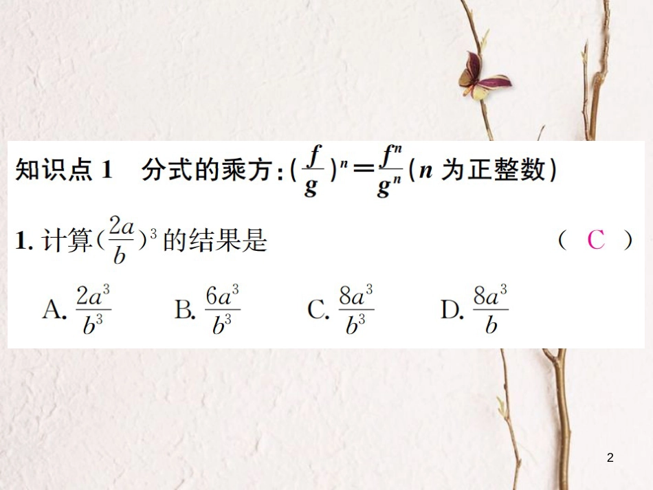 八年级数学上册 1.2 分式的乘法与除法 第2课时 分式的乘方习题课件 （新版）湘教版_第2页