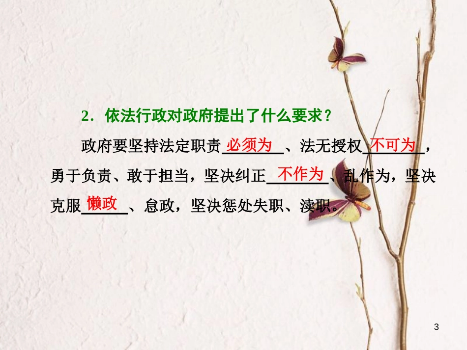 高中政治 第二单元 为人民服务的政府 第四课 我国政府受人民的监督 第一框 政府的权力：依法行使课件 新人教版必修2_第3页