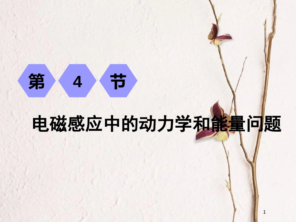 2019届高考物理一轮复习 第十章 电磁感应 第4节 电磁感应中的动力学和能量问题课件_第1页